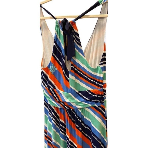 LILLY PULITZER Women's "Amanda" Multicolor Striped Knit Nautical Halter Maxi Dr - Picture 8 of 14